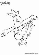 Combusken Coloring Pokemon Pages Printable Kids sketch template