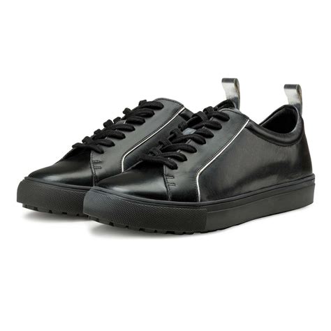 buy mens black  top leather sneakers escaro royale