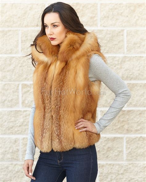 The Brynn Red Fox Fur Vest With Collar For Women