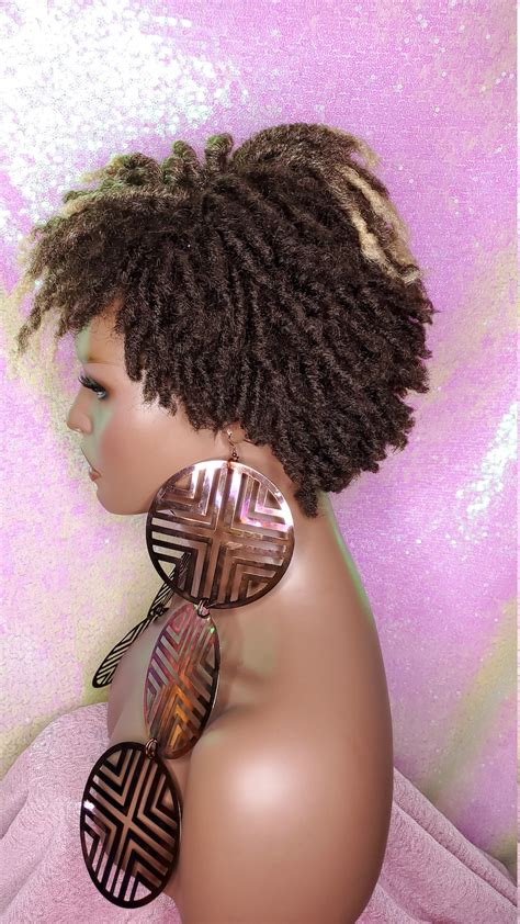 Wig Afrocentric Short Afro Kinky Coily Twist Coil Dread Locks Etsy