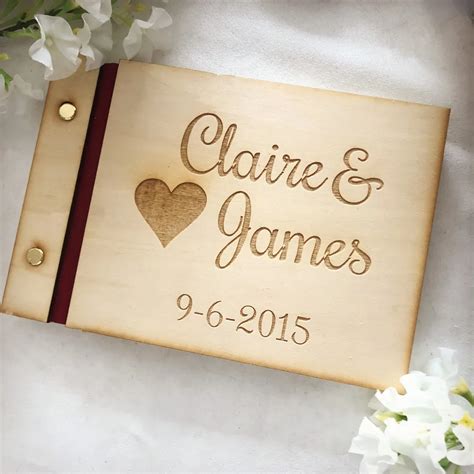 custom wedding guest book  design personalized bride groom wedding party wooden guestbook