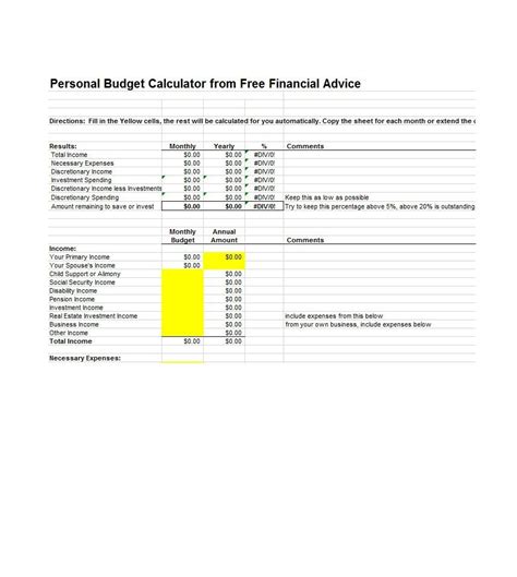 printable  budget template
