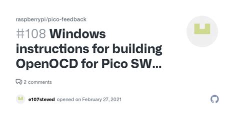 windows instructions  building openocd  pico swd incomplete