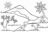 Pemandangan Alam Sketsa Mewarnai Putih Gunung Gampang Pola Indah Kolase Paud Mudah Tk Langit Harian Nusantara Disimpan sketch template