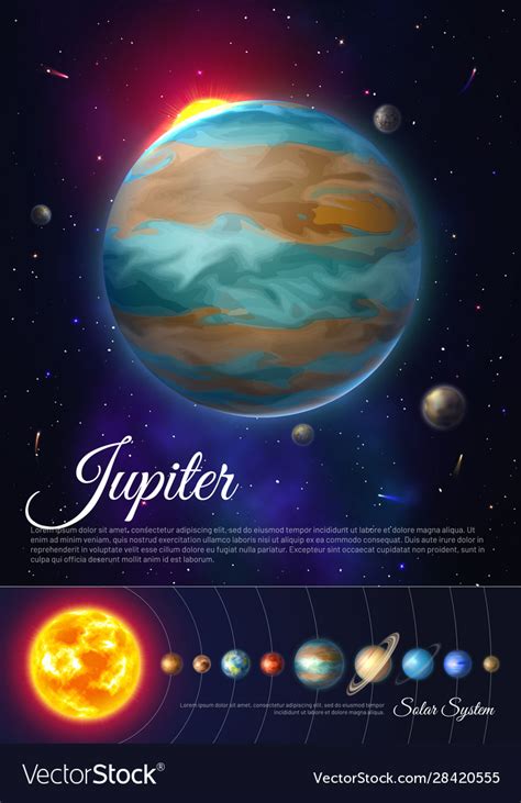 jupiter planet colorful poster  solar system vector image