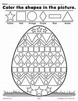 Easter Egg Worksheet Shapes Coloring Printable Color sketch template