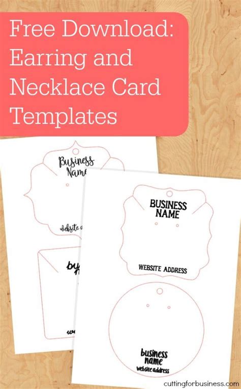customizable earring necklace card templates diy
