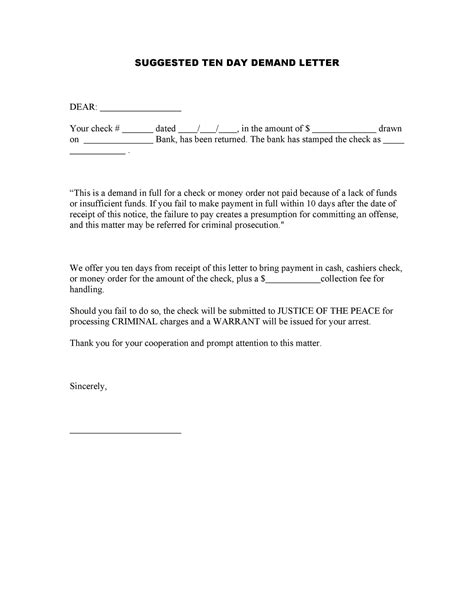 examples  letter  demand  payment printable form templates