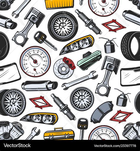 spare parts  car  auto seamless pattern vector image