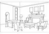 Room Coloring Clipart Living Pages Dining Cliparts Clip Table Family Library Coffee Print Clipground sketch template