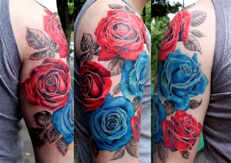 Black And Blue Rose Tattoo