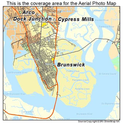 aerial photography map  brunswick ga georgia
