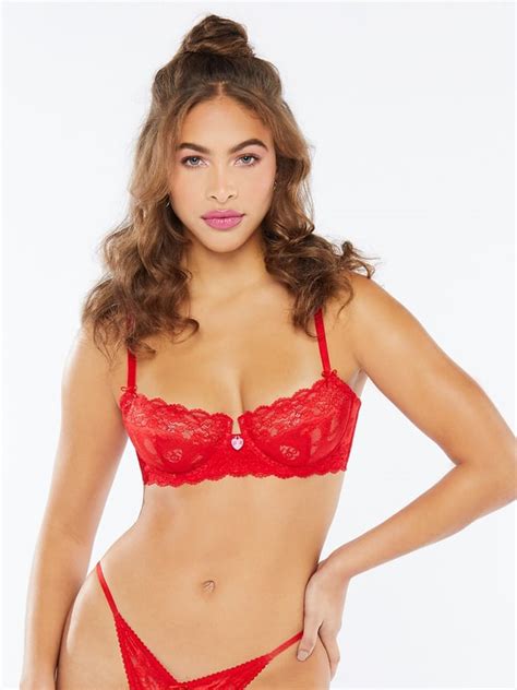 savage x fenty candy hearts unlined lace balconette bra in red see