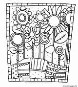 Coloring Pages Simple Flowers Adult Printable Color Flower Book Cute Print Colouring sketch template