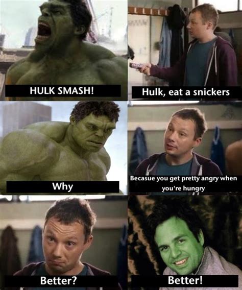 hulk eats snickers snickers hungry commercials know your meme