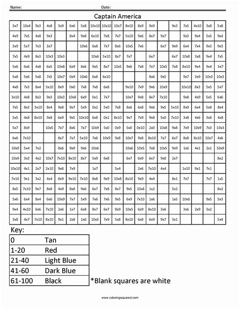 color  number coloring squares sheets coloring pages
