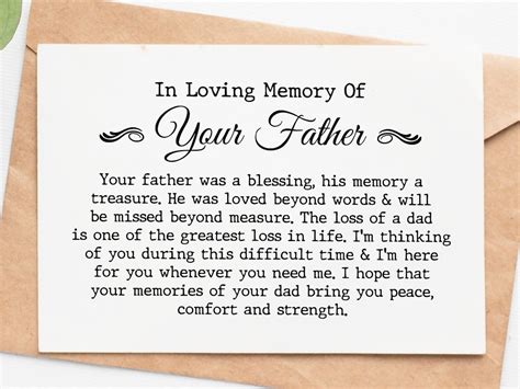 loss  father sympathy card  loving memory   father
