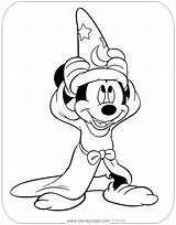 Fantasia Coloring Mickey Pages Sorcerer Mouse Disneyclips Hat Disney Putting Para Funstuff Salvo sketch template