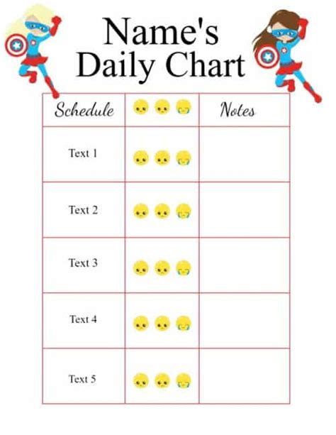 editable daily behavior chart  designs