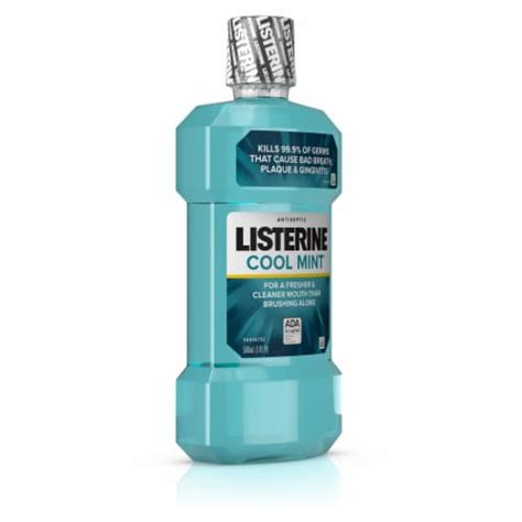 listerine cool mint antiseptic mouthwash bad breath and plaque 500 ml