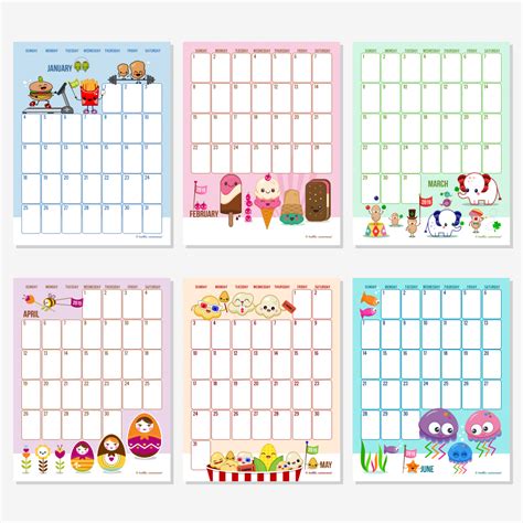 cute printable monthly calendar