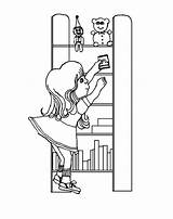 Book Coloring Putting Bookshelf Pages Little Shelves Template Color Tocolor sketch template