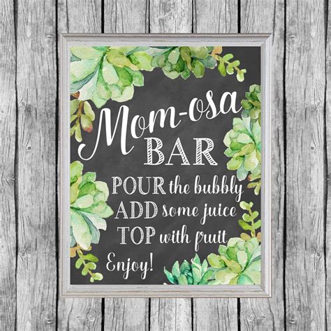 mom osa bar sign momosa bar printable boy baby shower mimosa etsy