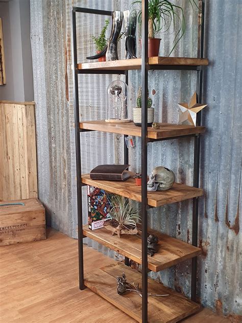 industrial style shelving unit freestanding bookshelves etsy