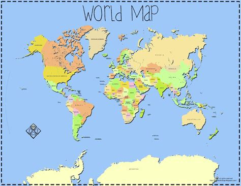 printable world map  label