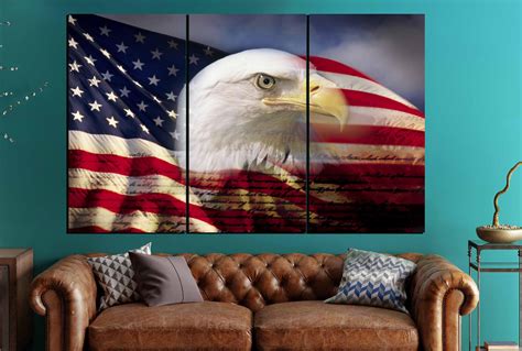us flag with eagle wall art large canvas panels us flag wall art us