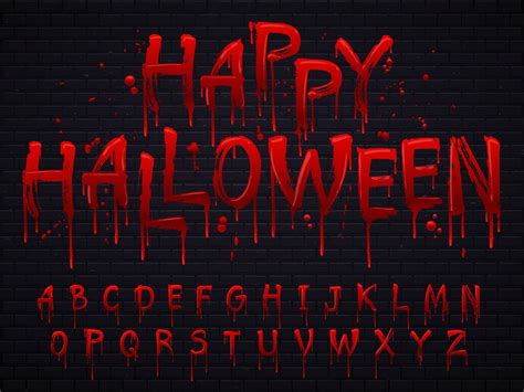 halloween font horror alphabet letters written blood scary bleed fon