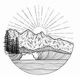 Drawing Mountain Sunset Drawings Sun Paintingvalley sketch template