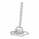 Mop Fregona Broom Freehand Drawn Getekende Lineartestpilot sketch template