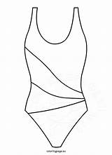 Swimsuit Clipart Piece Coloring Suit Bathing Bikini Template Templates Pages Sketch sketch template