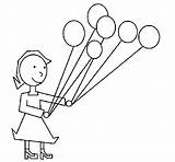 Coloring Balloons Girl Coloringcrew Pages sketch template