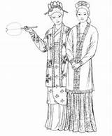Clothing Chinese China Coloring Pages Costume Traditional Adult Hanfu Outfits Style Dynasty Historical Women Dover Sheets Books sketch template