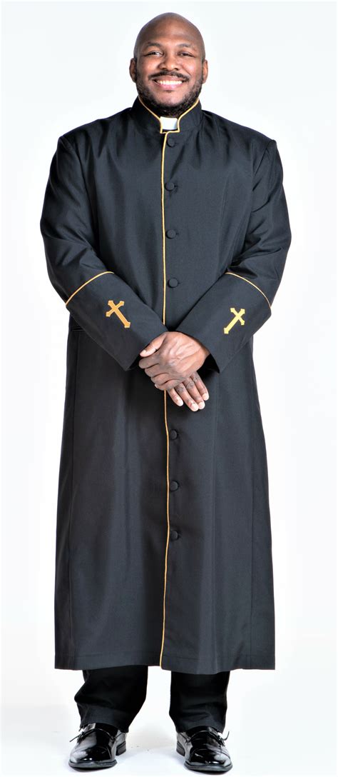 mens preacher clergy robe  black gold divinity clergy wear