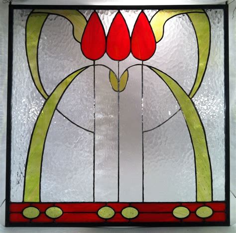 Hand Crafted Art Nouveau Tulips By Dancing Light Stained