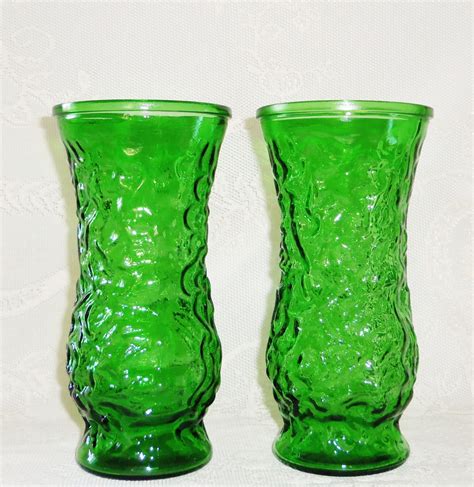 Vintage Emerald Green Hoosier Glass Vases 2 By Beautyeverlasting