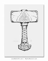 Mjolnir Norse Martillo Vikingos Símbolos Vikingo sketch template
