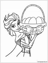 Elsa Easter Pages Coloring Holding Queen Bask Color Coloringpagesonly sketch template