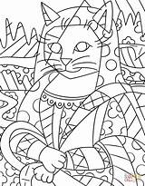 Britto Coloring Pages Romero Getcolorings Cat sketch template