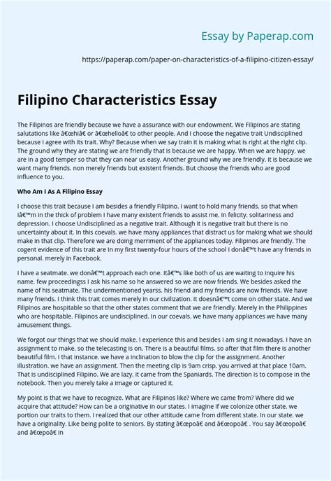filipino characteristics personal essay