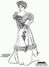 Coloring Pages Edwardian Dress Victorian Adult Print Ladies Women Woman Color Chiffon Fun Velvet Printables Printcolorfun 1906 Fashion Lady Adults sketch template