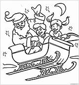 Santa Pages Sleigh Claus Flying Coloring Children Color Christmas Online Holidays Print Printable sketch template