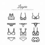 Lingerie Set Underwear Vector Illustration Panties Drawn Hand Doodle Stock Bras Outline Depositphotos sketch template