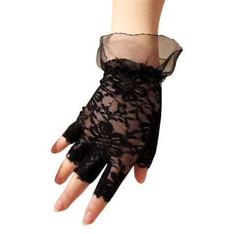 new design fashion women short fingerless lace gloves vintage adult