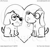 Dogs Heart Cartoon Clipart Pair Over Coloring Outlined Vector Cory Thoman sketch template