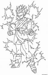 Sangoku Sayen Sangohan Gohan Ssj2 Jecolorie Goku Colorier Saiyan Imprimé Dragonballz Adultes sketch template