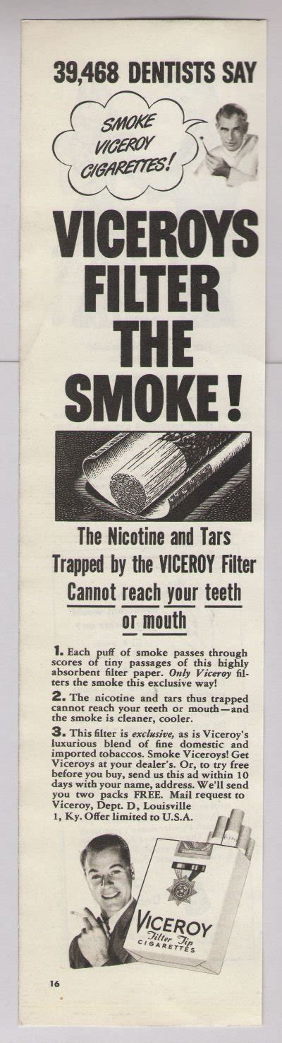viceroy cigarettes 40s print ad dentists recommend vintage smoking advertisement 1948